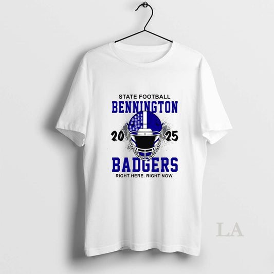 Original Bennington Badgers Booster Club State Football Right Here Right Now 2025 Helmet