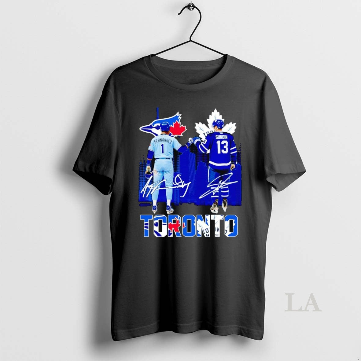 Original Blue Jays Fernandez And Maple Leafs Sundin Fist Bump Toronto Skyline