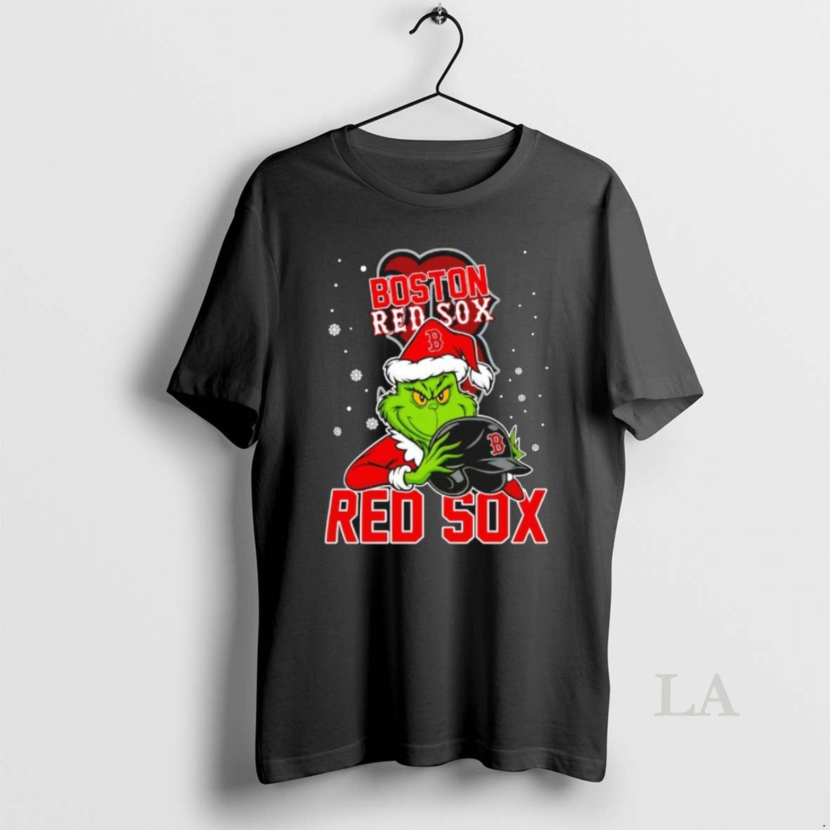 Original Boston Red Sox Baseball Grinch Holding Helmet Christmas