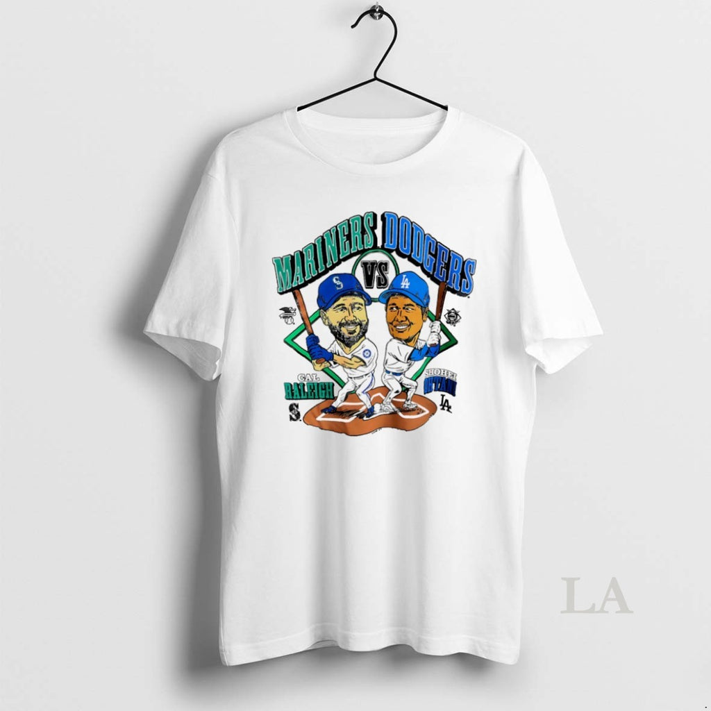 Original Cal Raleigh Mariners Vs Shohei Ohtani Dodgers Baseball Caricature
