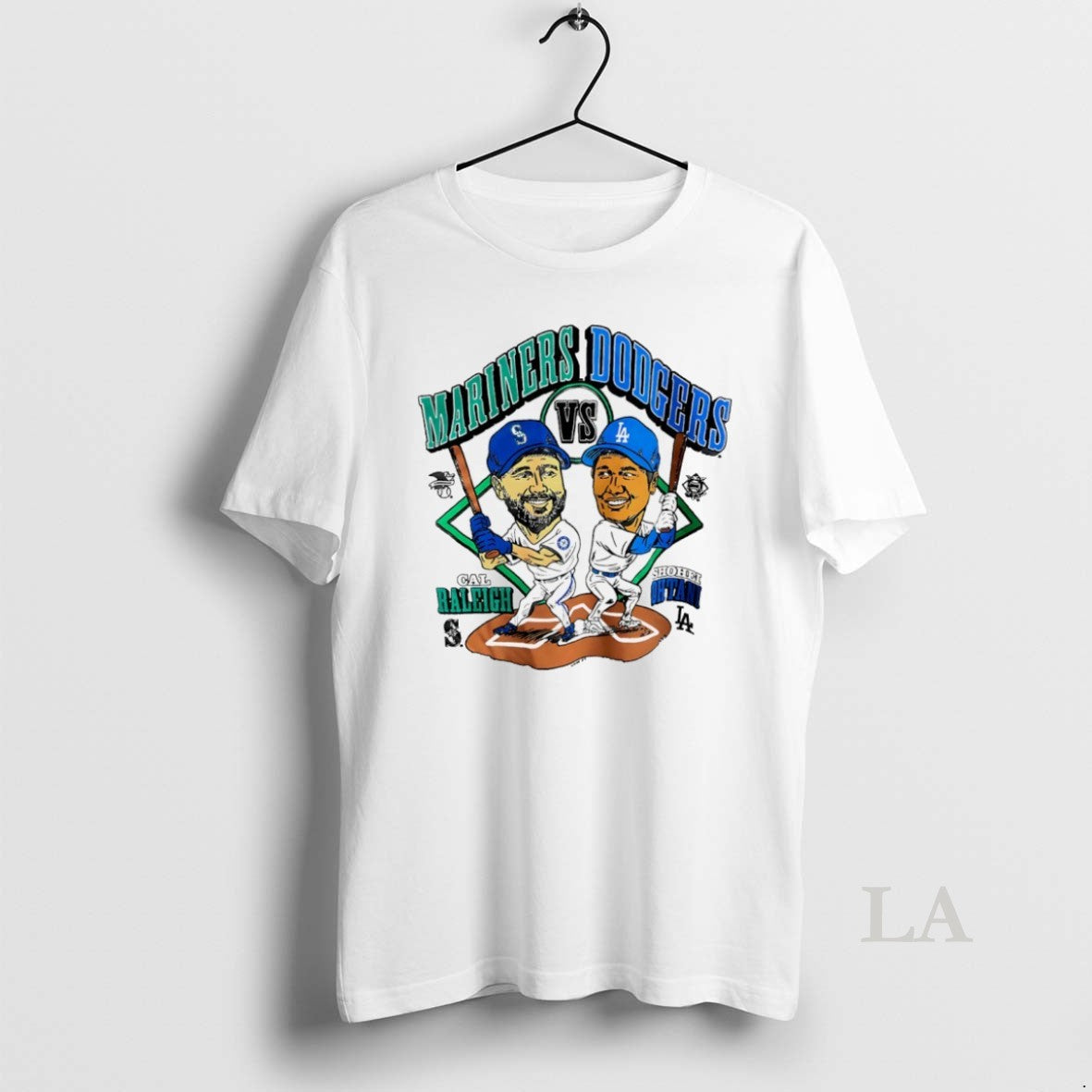 Original Cal Raleigh Mariners Vs Shohei Ohtani Dodgers Baseball Caricature