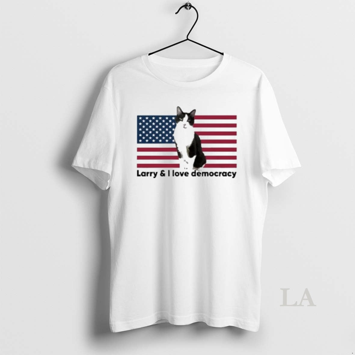 Original Cat Larry I Love Democracy American Flag 2025