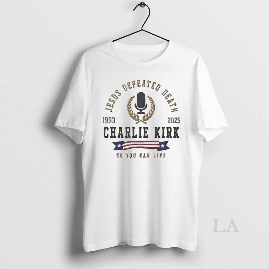 Original Charlie Kirk Jesus Defeated Death 1993 2025 White