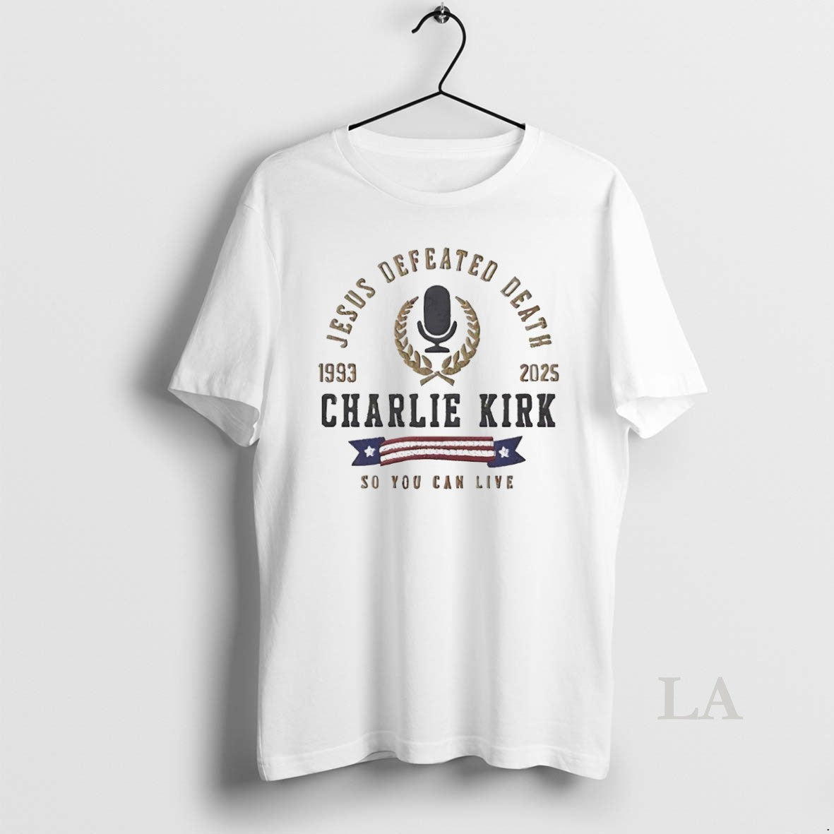 Original Charlie Kirk Jesus Defeated Death 1993 2025 White