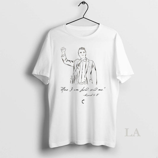 Original Charlie Kirk Here I Am Lord Send Me White