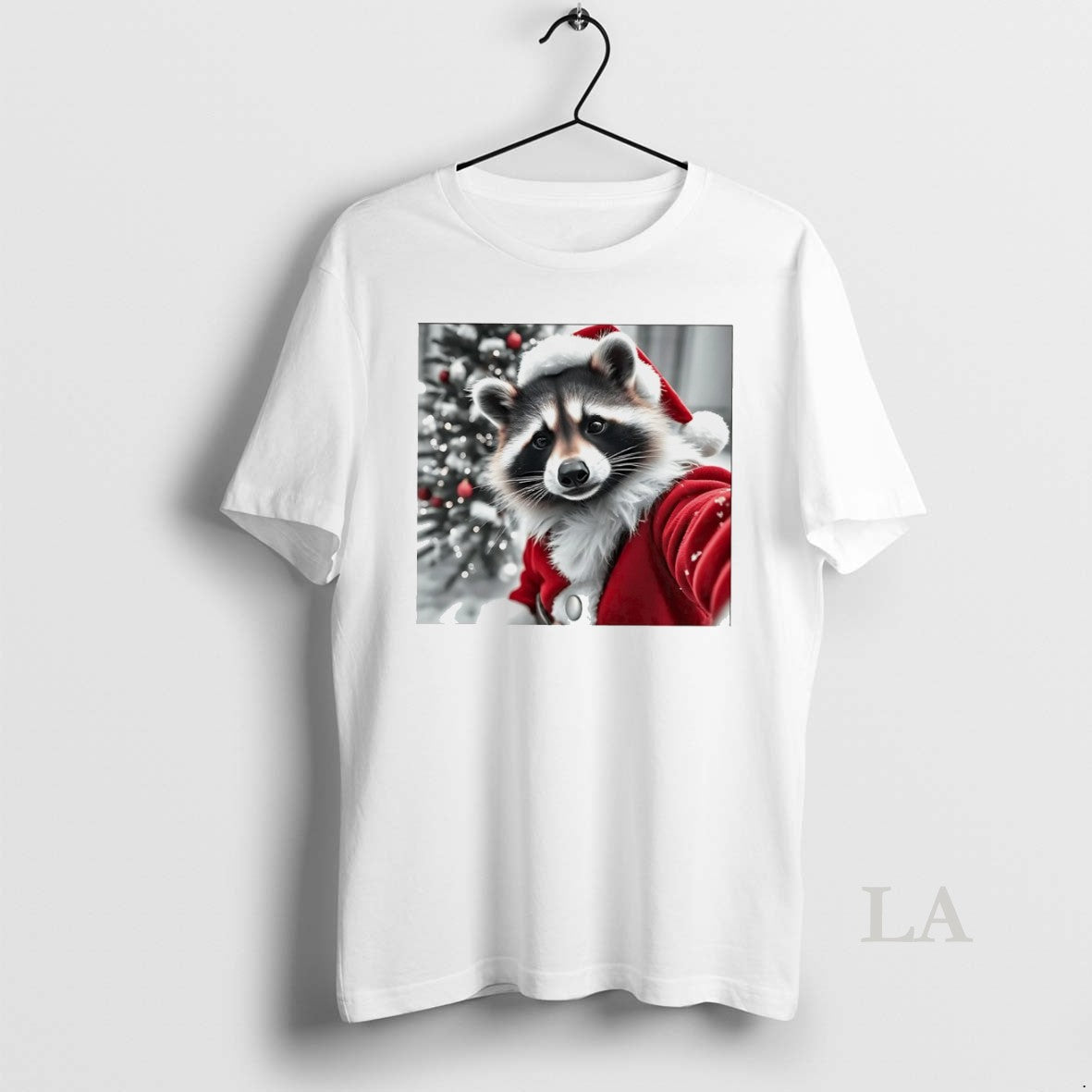 Original Christmas Raccoon Selfie Santa Suit Holiday Photo Frame White