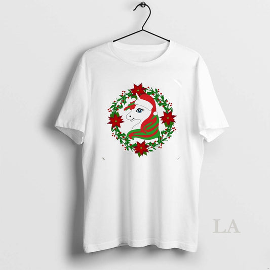 Original Christmas Unicorn Poinsettia Wreath Holiday White