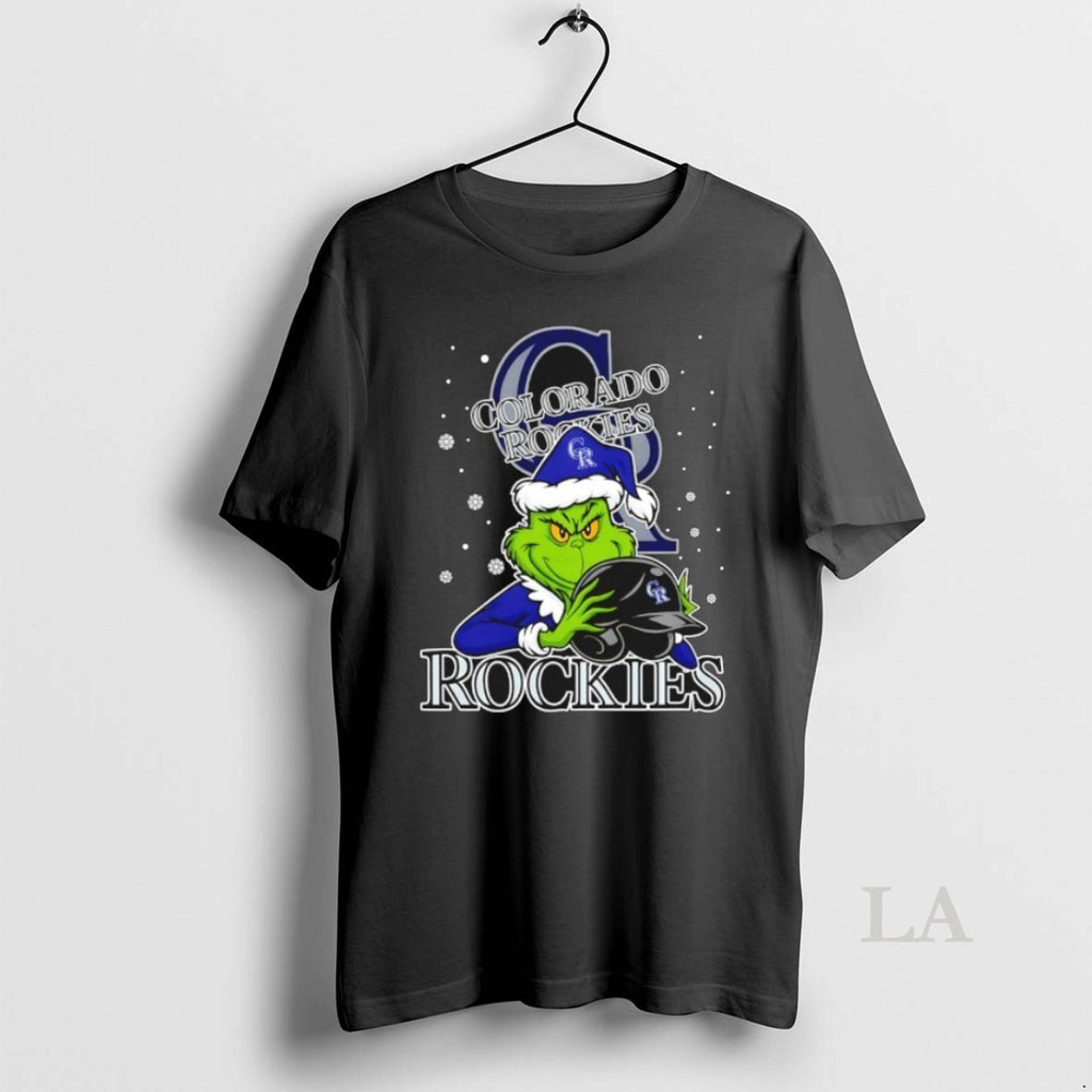 Original Colorado Rockies Baseball Grinch Holding Helmet Christmas