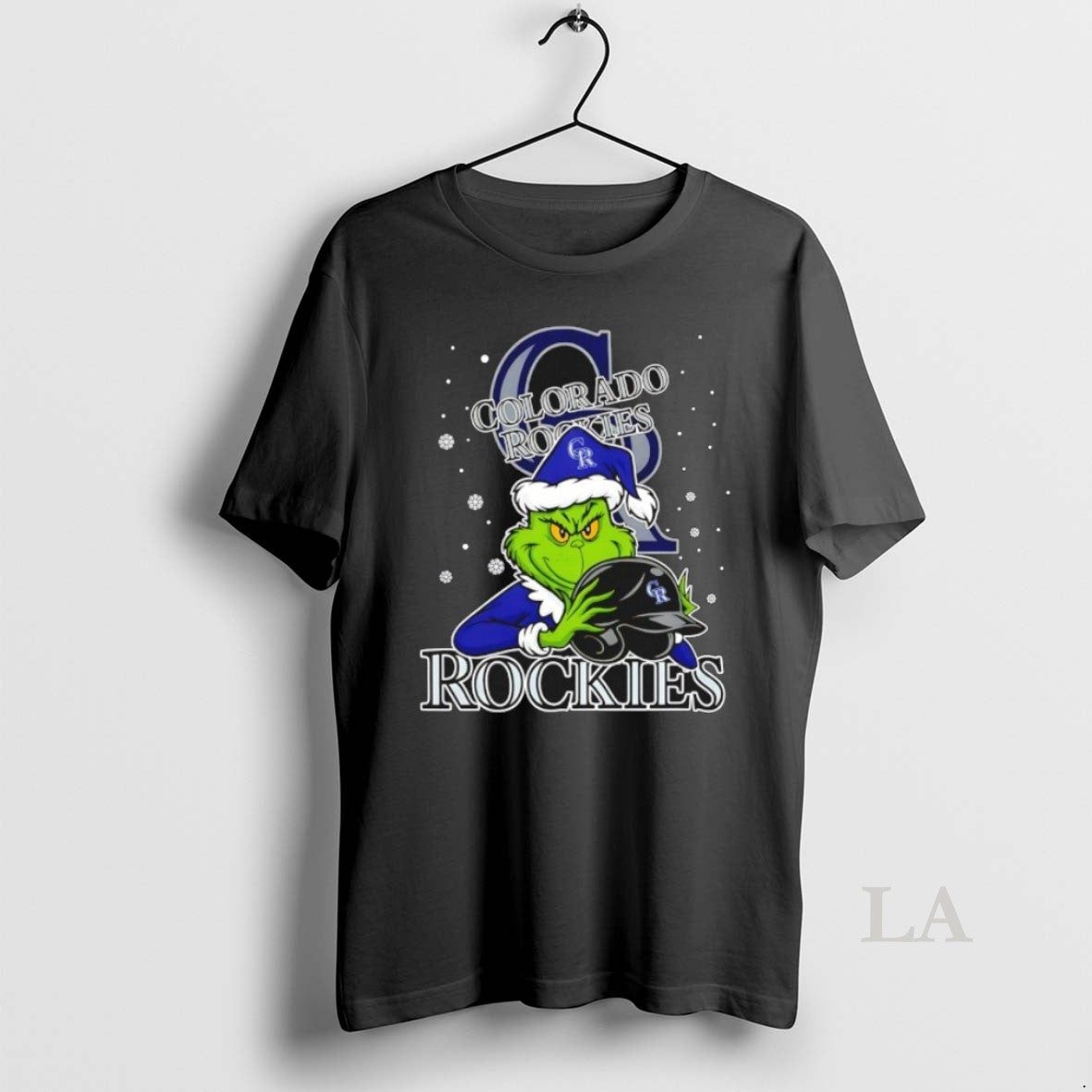Original Colorado Rockies Baseball Grinch Holding Helmet Christmas