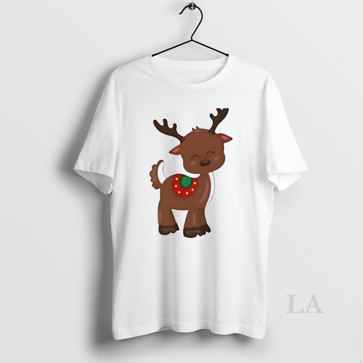 Original Cute Christmas Reindeer Cartoon Illustration White