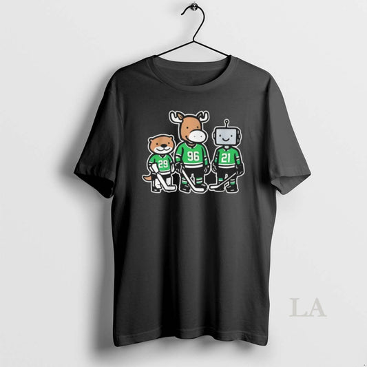 Original Dallas Hockey Jake Oettinger Mikko Rantanen And Jason Robertson Otter Moose And Robo Guys
