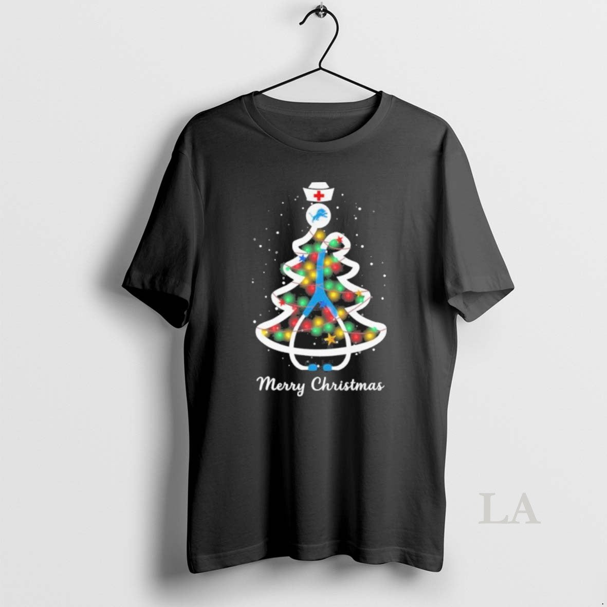 Original Detroit Lions Nurse Tree Merry Christmas