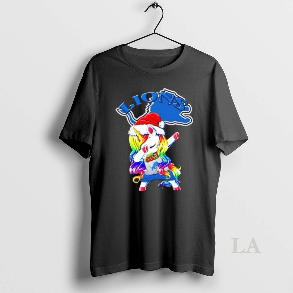 Original Detroit Lions X Unicorn Santa Hat Dabbing Merry Christmas