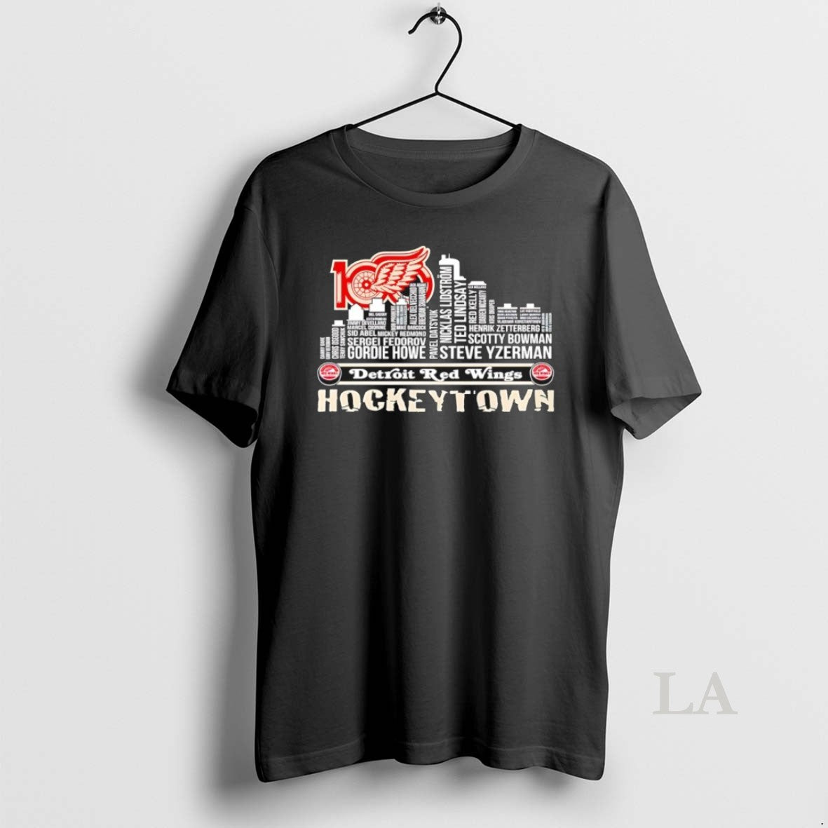 Original Detroit Red Wings Hockey Town Players Name Skyline