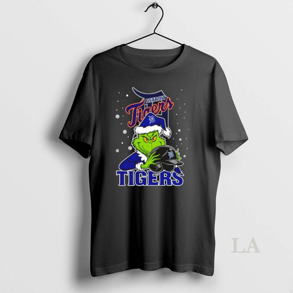 Original Detroit Tigers Baseball Grinch Holding Helmet Christmas