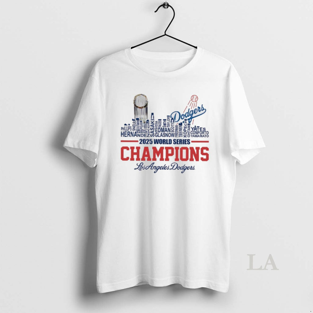 Original Dodgers 2025 World Series Champions Player Name City Skyline