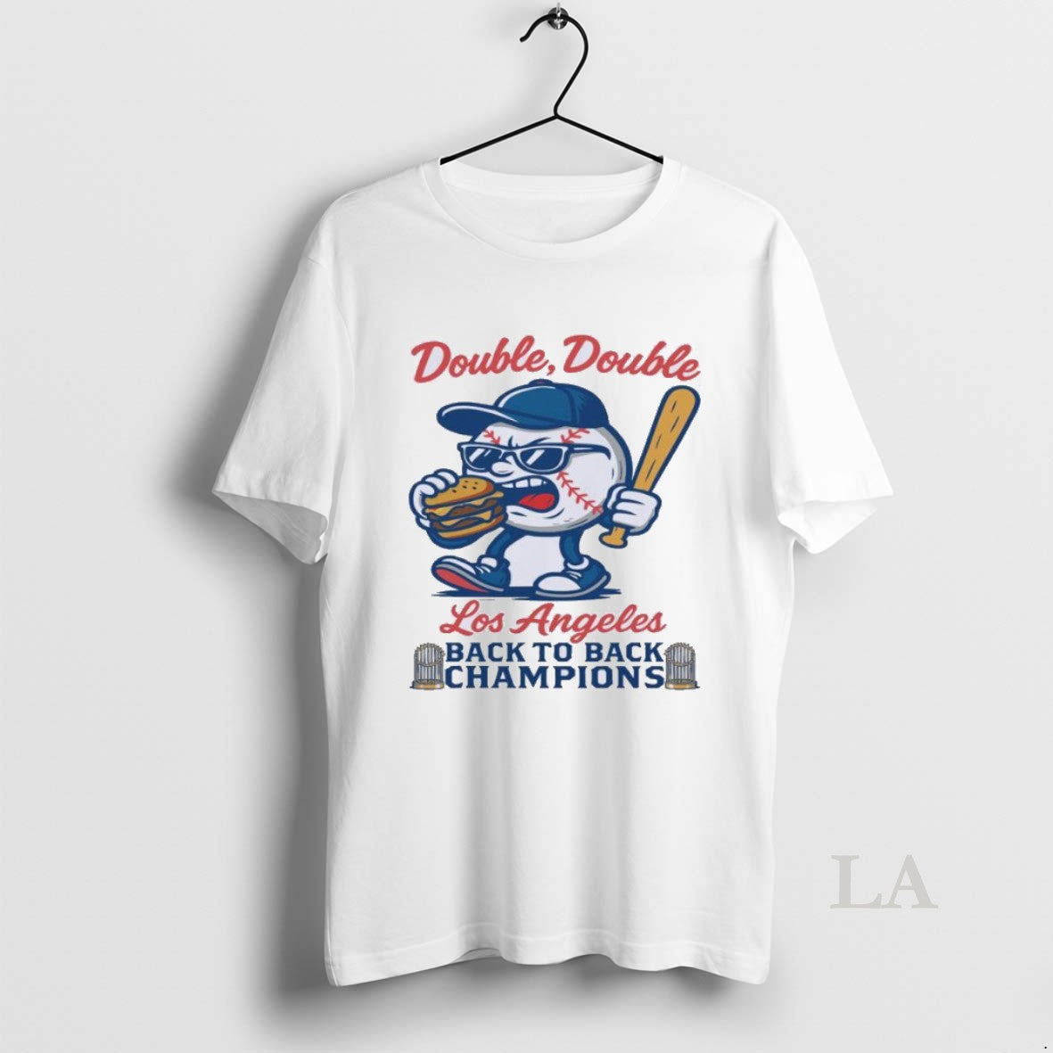Original Double Double Los Angeles Dodgers Back To Back World Champions