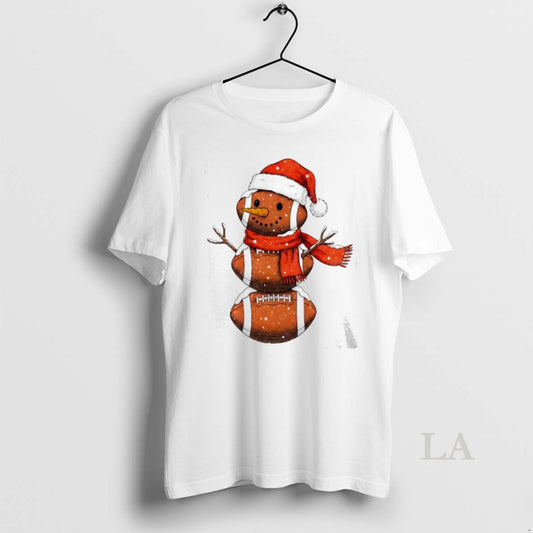Original Football Snowman With Santa Hat Christmas