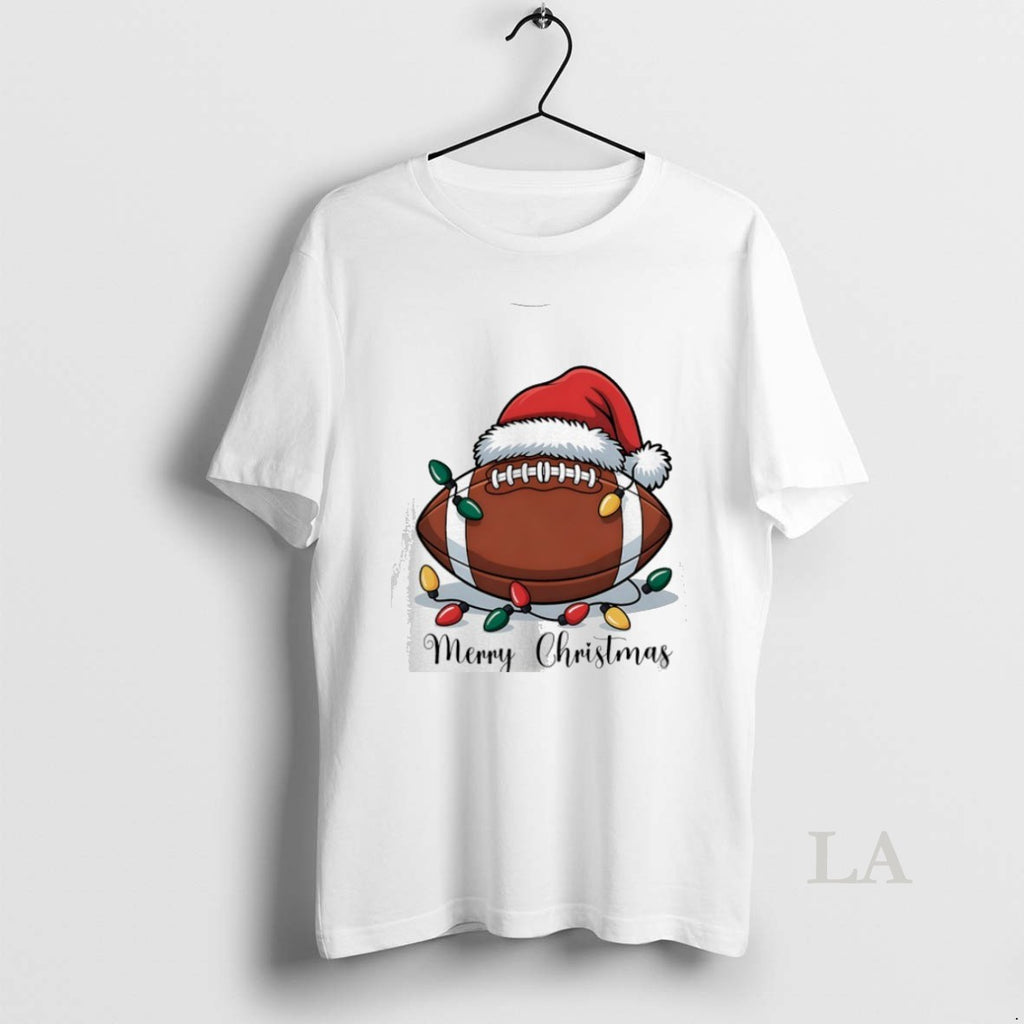 Original Football With Santa Hat Merry Christmas