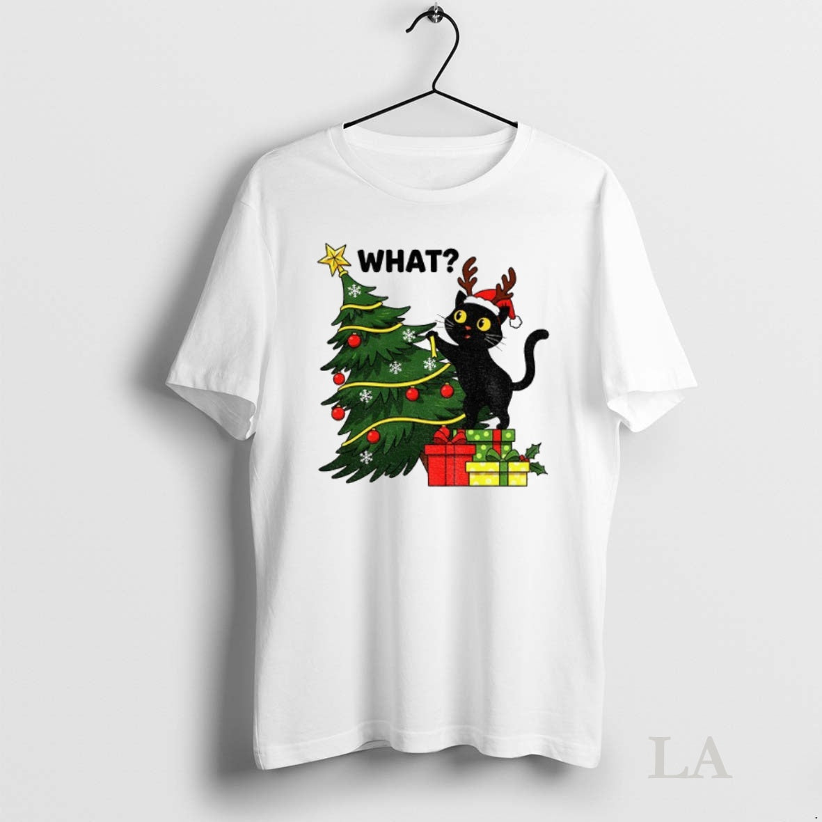 Original Funny Cat Christmas What Christmas Tree Knocked Over