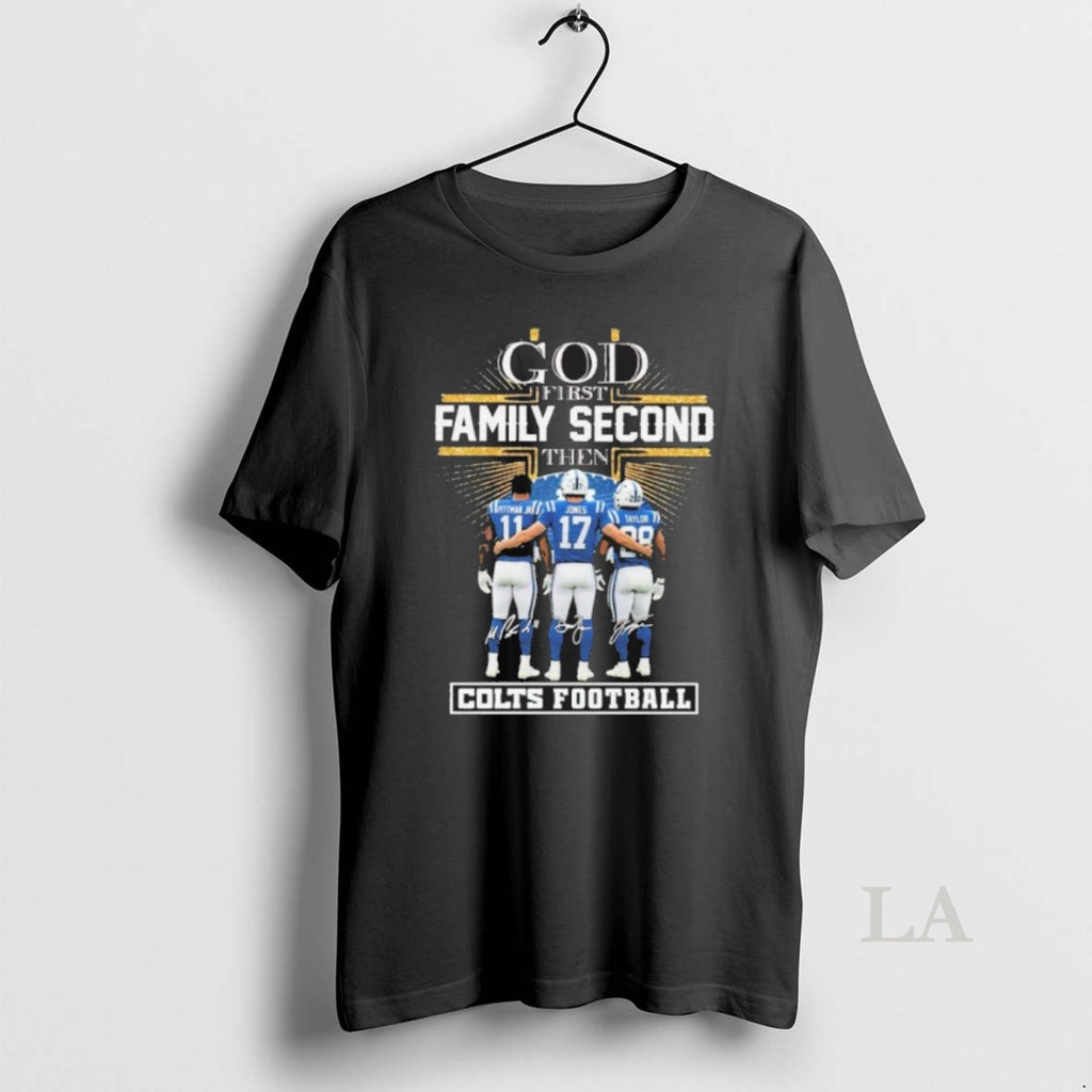 Original God First Family Second Then Pittman Jr Jones Taylor Player Signature Colts Football