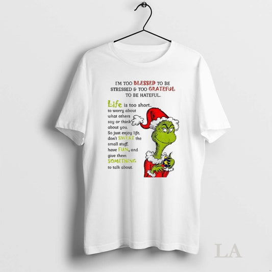 Original Grinch Santa Hat Im Too Blessed To Be Stressed And Too Grateful To Be
