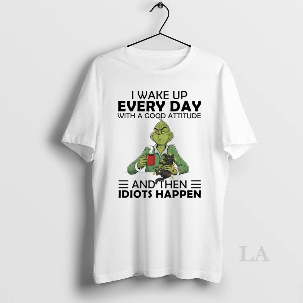 Original Grinch And Cat Christmas Light I Wake Up Every Day With A Good Attitude