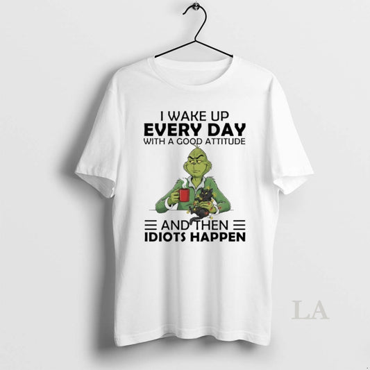 Original Grinch And Cat Christmas Light I Wake Up Every Day With A Good Attitude
