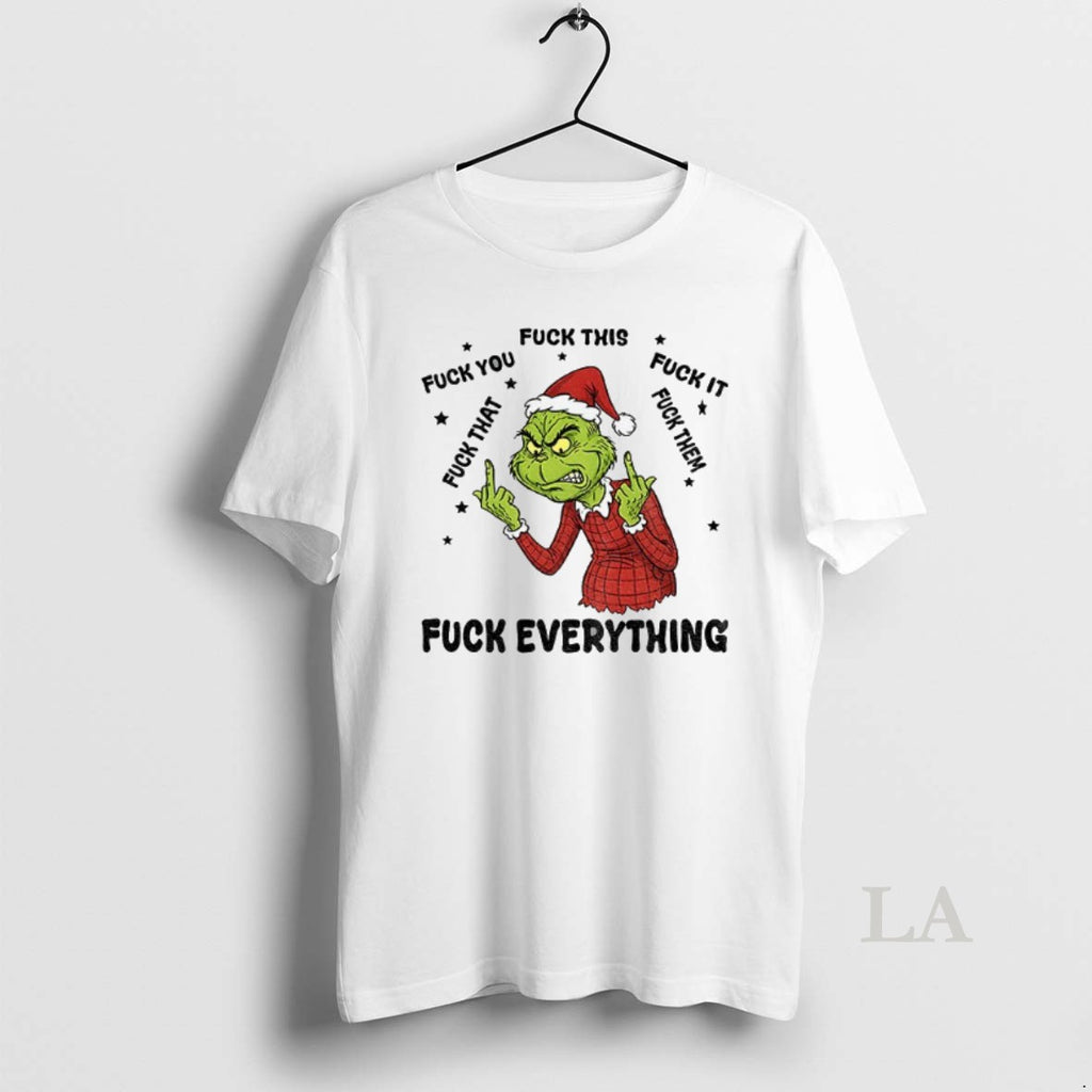 Original Grinch Middle Finger Santa Hat Fuck You Fuck This Fuck It Fuck Everything Merry