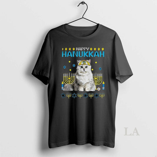 Original Happy Hanukkah Cat Menorah Jewish Holiday