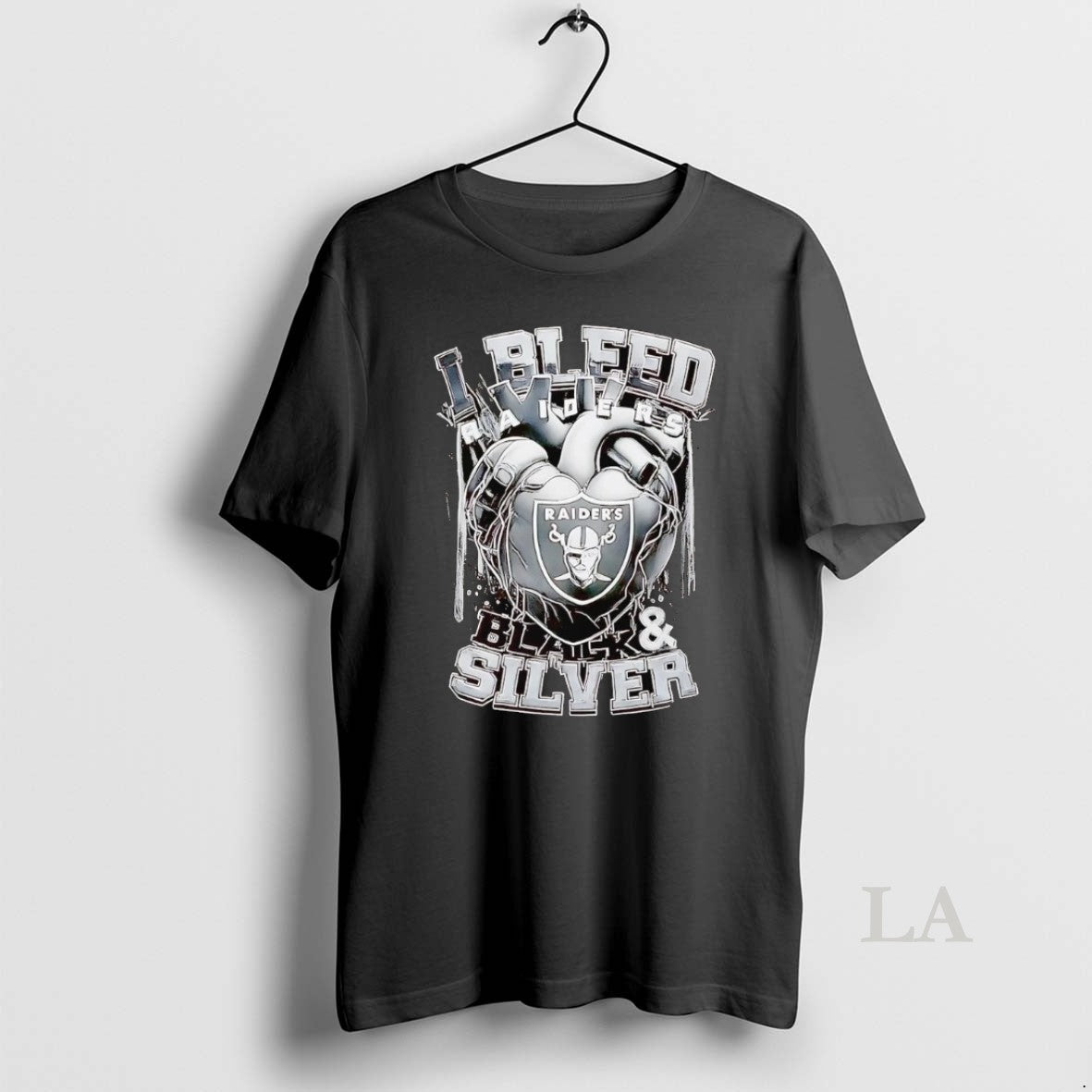 Original I Bleed Raiders Black And Silver Heart