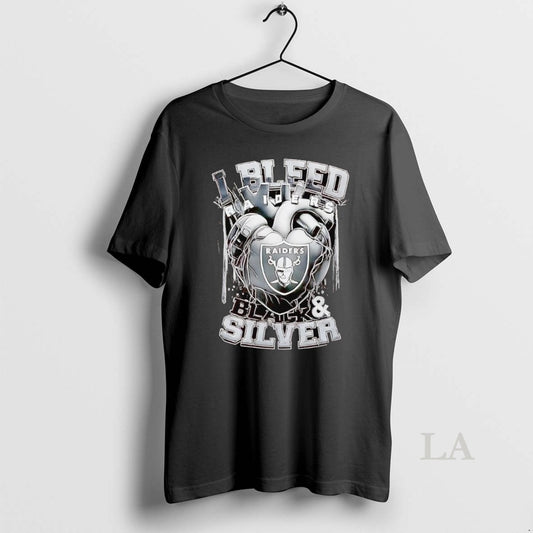 Original I Bleed Raiders Black And Silver Heart