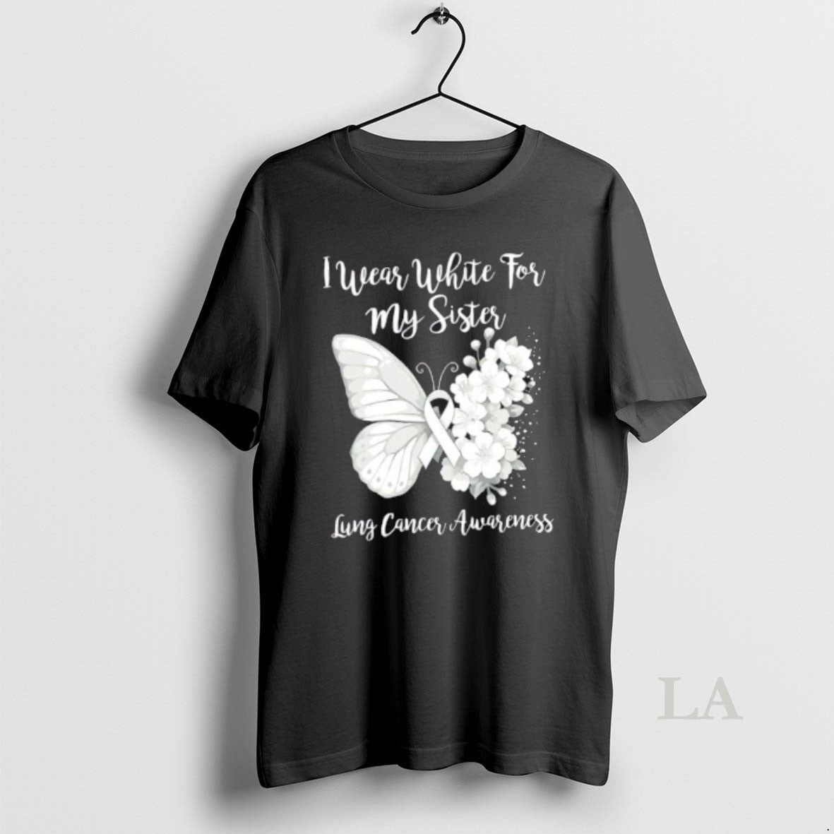Original I Wear White For My Sister Lung Cancer Awareness Butterfly Floral