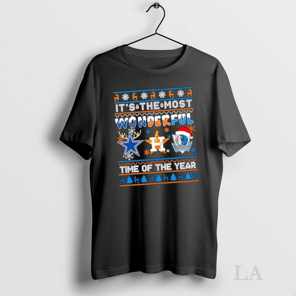 Original Its The Most Wonderful Dallas Cowboys Houston Astros Dallas Mavericks Christmas Time Of The