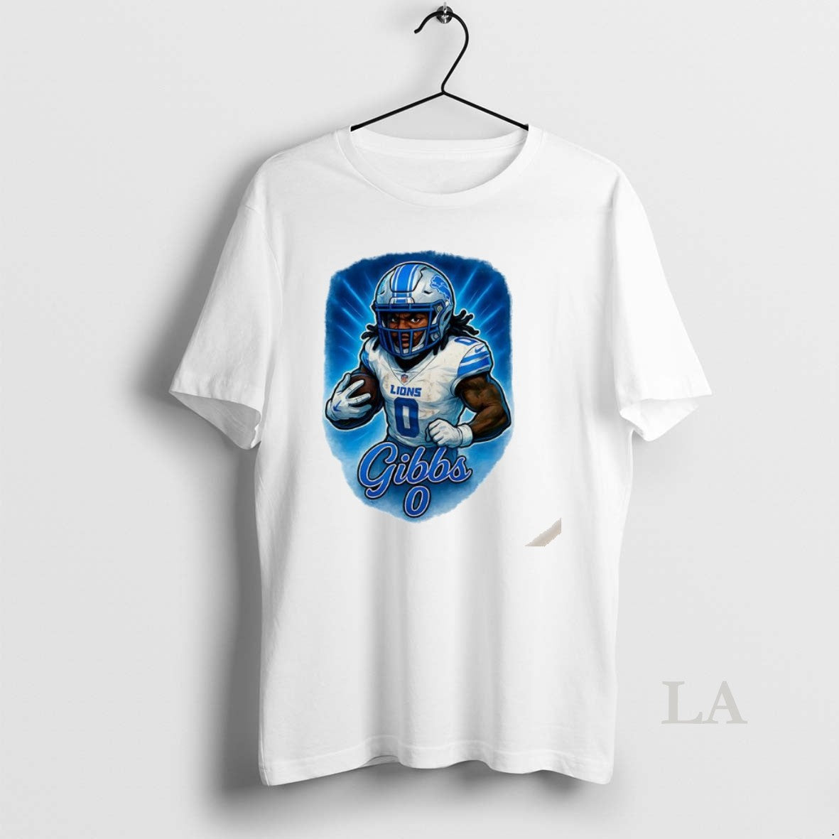 Original Jahmyr Gibbs Detroit Lions Football Number 0 Caricature