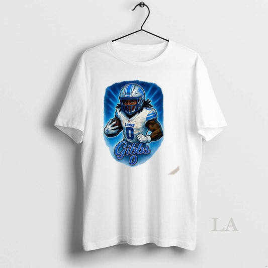 Original Jahmyr Gibbs Detroit Lions Football Number 0 Caricature