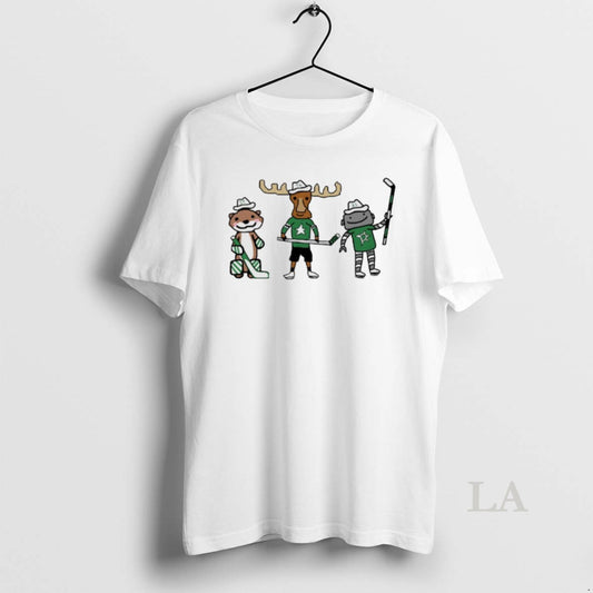 Original Jake Oettinger Otter Mikko Rantanen Moose And Jason Robertson Robo Guys Dallas Stars Mascot
