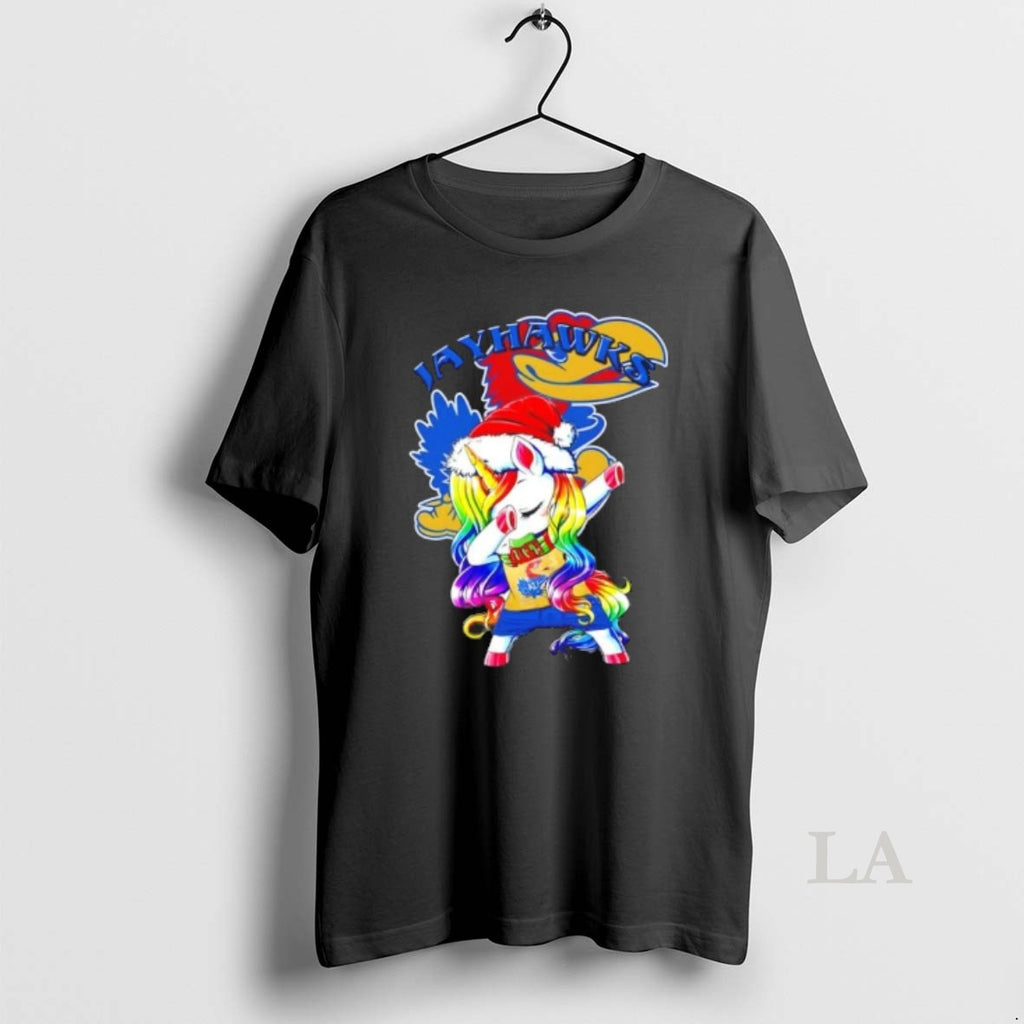 Original Kansas Jayhawks Football X Unicorn Santa Hat Dabbing Merry Christmas