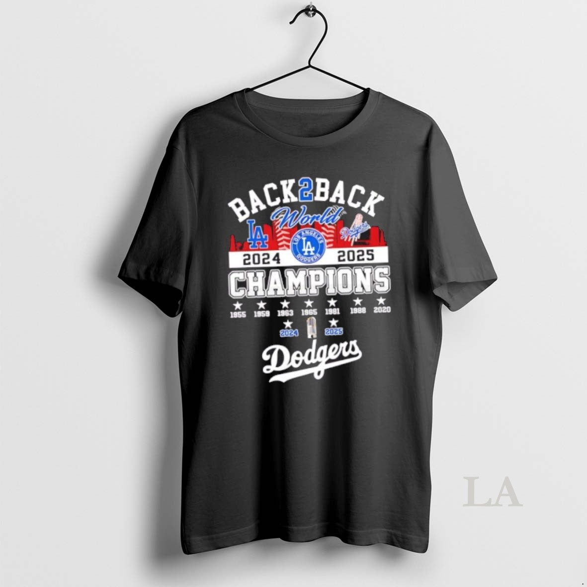 Original La Dodgers 9 Time World Series Champions 2025 Back To Back City Skyline