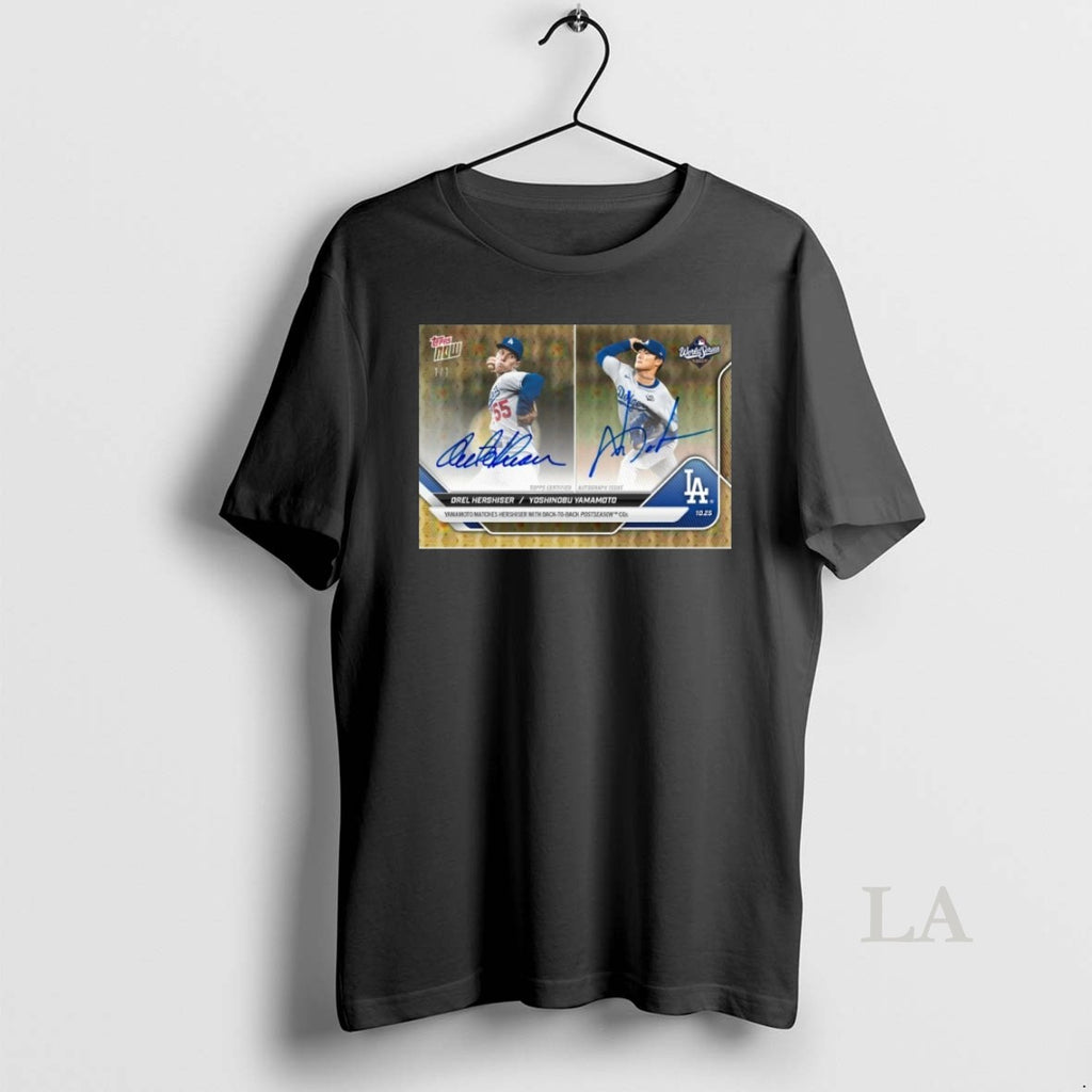 Original La Dodgers Orel Hershiser And Yoshinobu Yamamoto Topps Yamamoto Matches Hershiser With Back2back Postseason