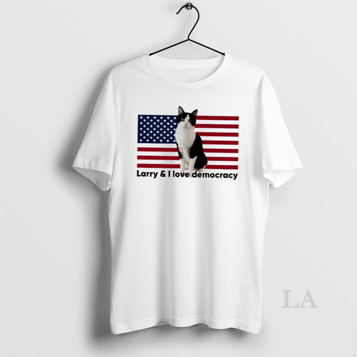 Original Larry I Love Democracy American Flag Cat