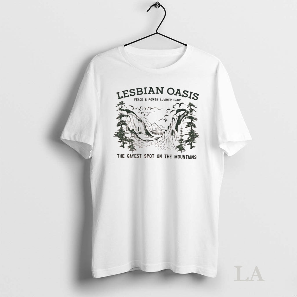 Original Lesbian Oasis Peace Power Summer Camp The Gayest Spot On The Mountains Forest Graphic