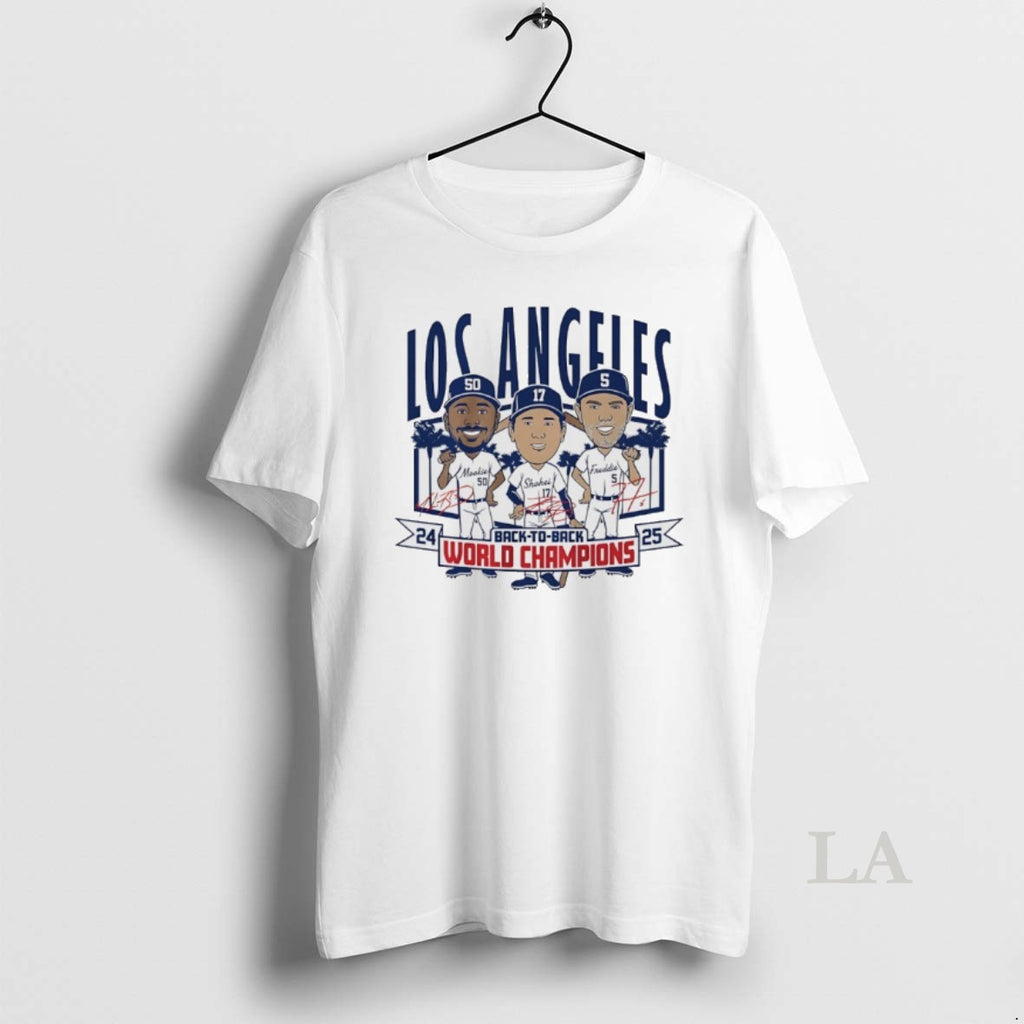 Original Los Angeles Baseball Back To Back World Champs Caricatures Signatures