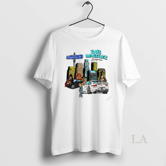 Original Los Angeles California Figueroa Street City Skyline Cartoon