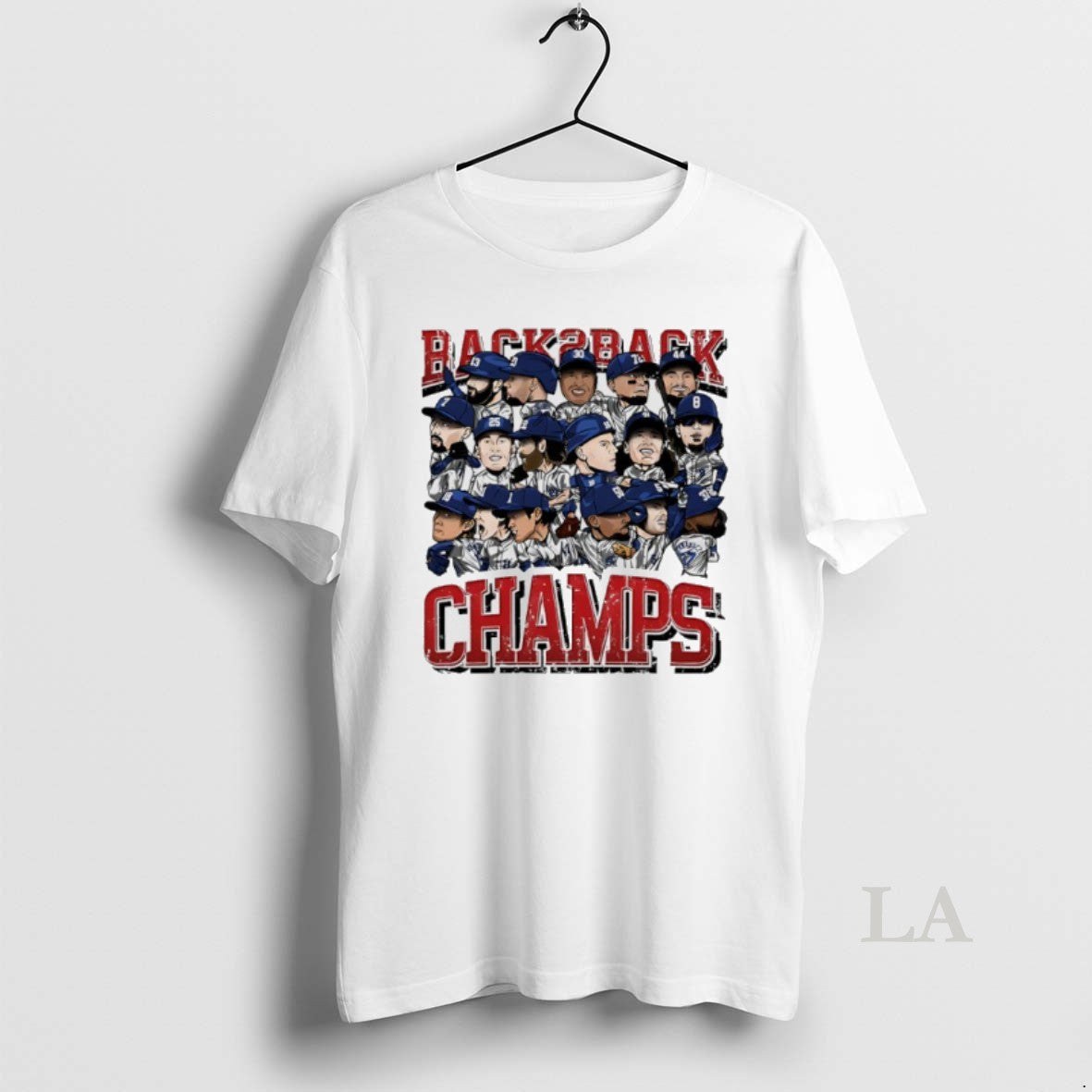 Original Los Angeles Dodgers 2025 Back 2 Back Champs Players Cartoon