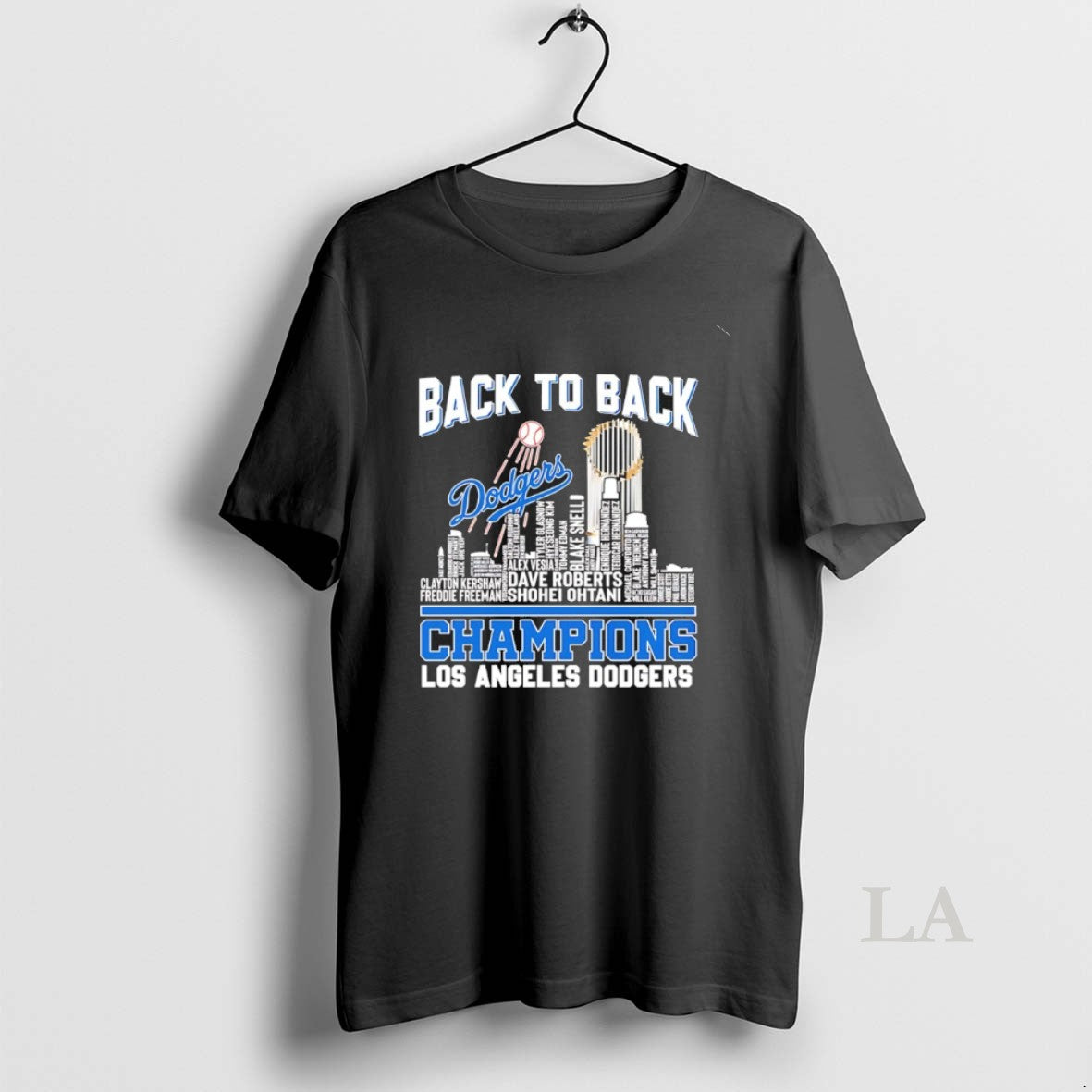 Original Los Angeles Dodgers Back 2 Back 2025 World Champions Players Names City Skyline