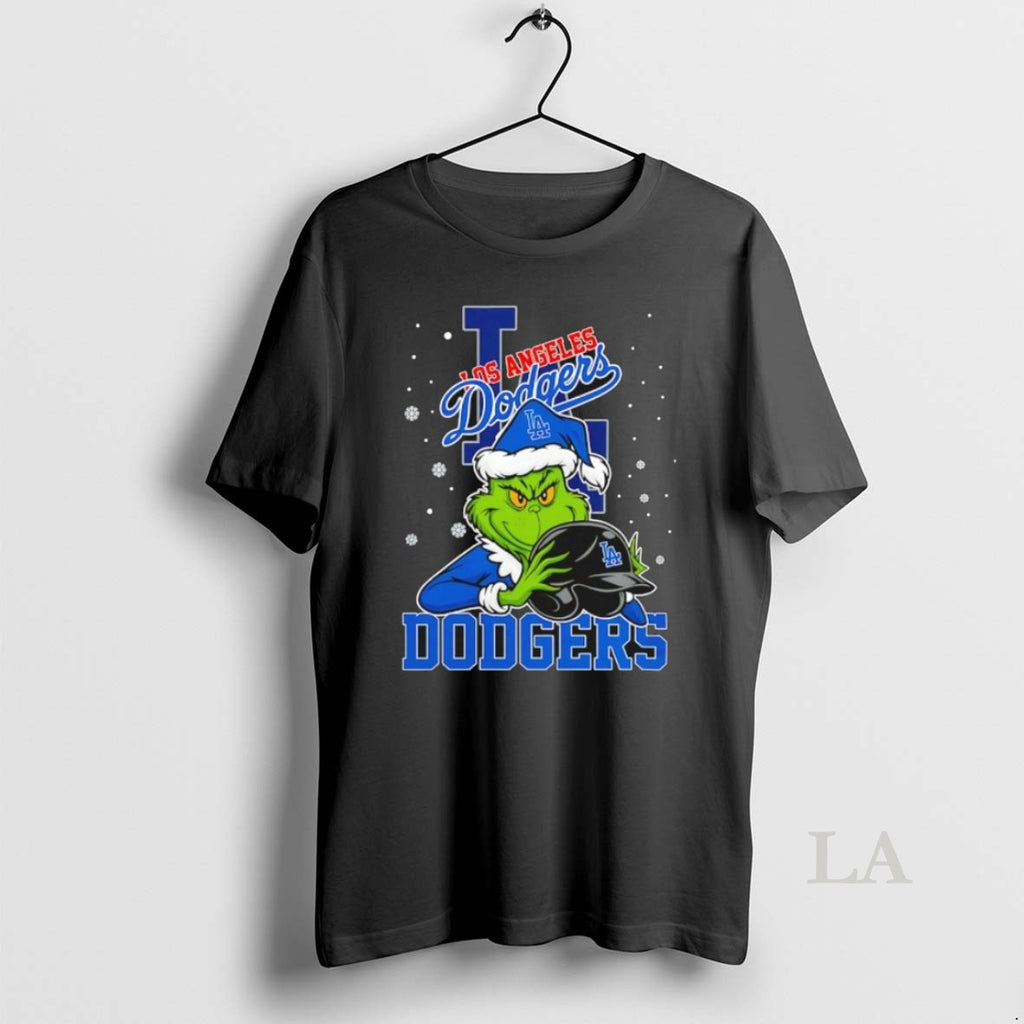 Original Los Angeles Dodgers Baseball Grinch Holding Helmet Christmas