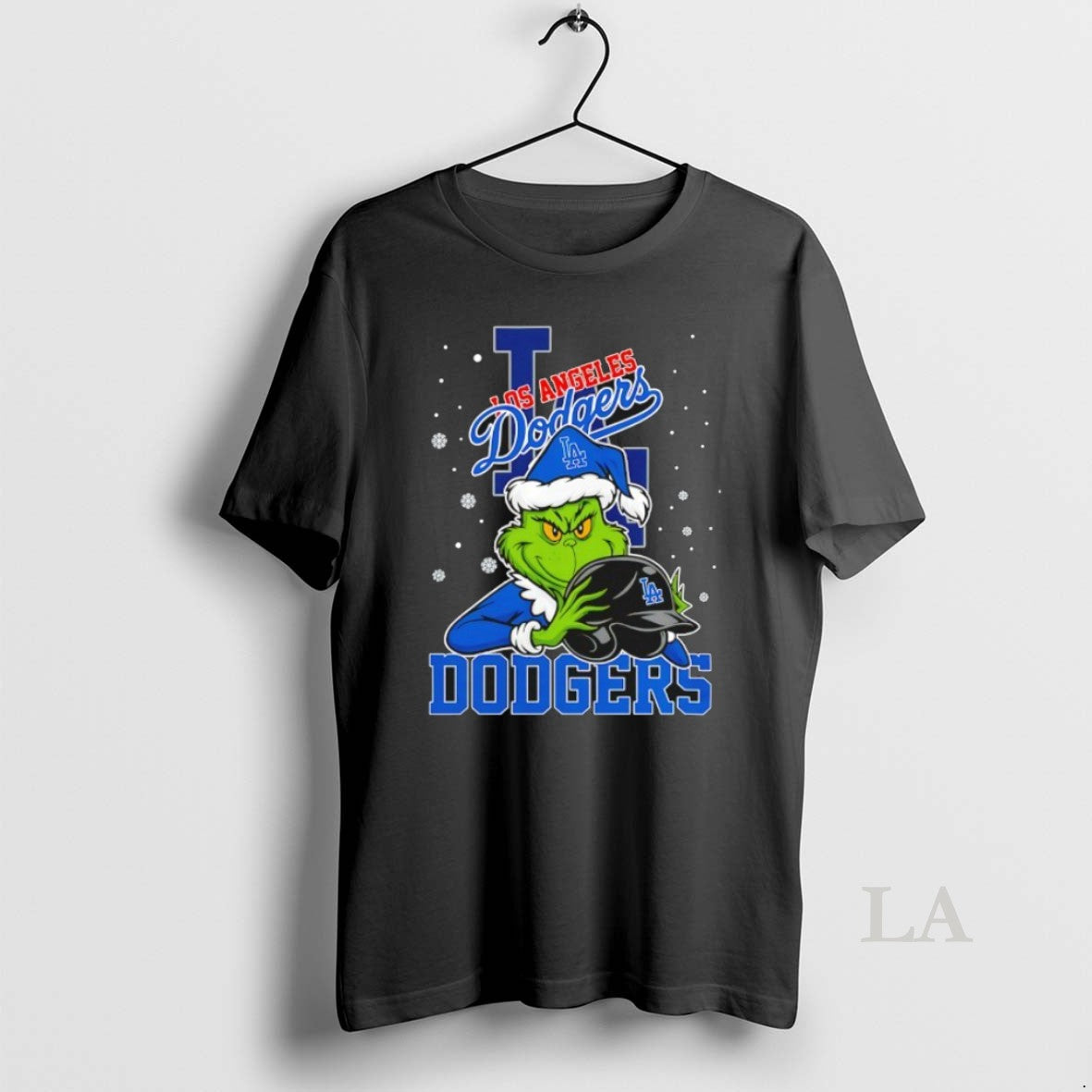Original Los Angeles Dodgers Baseball Grinch Holding Helmet Christmas