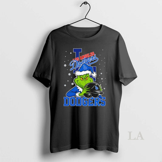 Original Los Angeles Dodgers Baseball Grinch Holding Helmet Christmas