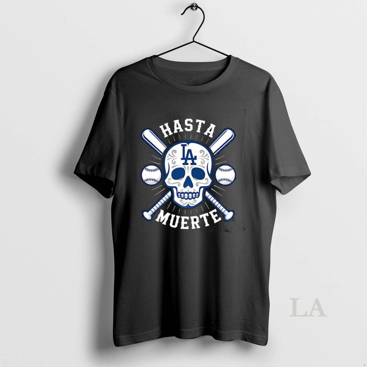 Original Los Angeles Dodgers Hasta Muerte Skull And Cross Bat